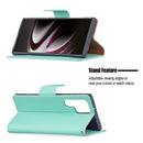 For Samsung Galaxy S22 Ultra 5G Litchi Texture Pure Color Horizontal Flip Leather Phone Case with Holder & Card Slots & Wallet & Lanyard(Green)