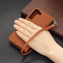 For Samsung Galaxy S22 5G Litchi Texture Pure Color Horizontal Flip Leather Phone Case with Holder & Card Slots & Wallet & Lanyard(Brown)