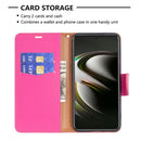 For Samsung Galaxy S22 5G Litchi Texture Pure Color Horizontal Flip Leather Phone Case with Holder & Card Slots & Wallet & Lanyard(Rose Red)
