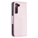 For Samsung Galaxy S22 5G Litchi Texture Pure Color Horizontal Flip Leather Phone Case with Holder & Card Slots & Wallet & Lanyard(Rose Gold)
