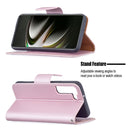 For Samsung Galaxy S22 5G Litchi Texture Pure Color Horizontal Flip Leather Phone Case with Holder & Card Slots & Wallet & Lanyard(Rose Gold)