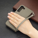For Samsung Galaxy S22 5G Litchi Texture Pure Color Horizontal Flip Leather Phone Case with Holder & Card Slots & Wallet & Lanyard(Grey)
