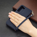 For Samsung Galaxy S22 5G Litchi Texture Pure Color Horizontal Flip Leather Phone Case with Holder & Card Slots & Wallet & Lanyard(Dark Blue)