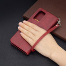 For Xiaomi Redmi Note 11 5G/Note 11T 5G/Poco M4 Pro 5G Retro Lambskin Texture Pure Color Horizontal Flip Leather Phone Case with Holder & Card Slots & Wallet & Lanyard(Red)