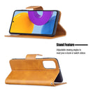 For Samsung Galaxy M52 5G Retro Lambskin Texture Pure Color Horizontal Flip Leather Phone Case with Holder & Card Slots & Wallet & Lanyard(Yellow)