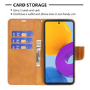 For Samsung Galaxy M52 5G Retro Lambskin Texture Pure Color Horizontal Flip Leather Phone Case with Holder & Card Slots & Wallet & Lanyard(Yellow)