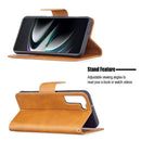 For Samsung Galaxy S22+ 5G Retro Lambskin Texture Pure Color Horizontal Flip Leather Phone Case with Holder & Card Slots & Wallet & Lanyard(Yellow)