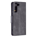 For Samsung Galaxy S22+ 5G Retro Lambskin Texture Pure Color Horizontal Flip Leather Phone Case with Holder & Card Slots & Wallet & Lanyard(Black)