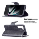 For Samsung Galaxy S22+ 5G Retro Lambskin Texture Pure Color Horizontal Flip Leather Phone Case with Holder & Card Slots & Wallet & Lanyard(Black)