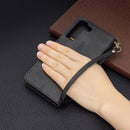 For Samsung Galaxy S22+ 5G Retro Lambskin Texture Pure Color Horizontal Flip Leather Phone Case with Holder & Card Slots & Wallet & Lanyard(Black)
