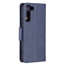 For Samsung Galaxy S22+ 5G Retro Lambskin Texture Pure Color Horizontal Flip Leather Phone Case with Holder & Card Slots & Wallet & Lanyard(Blue)