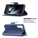 For Samsung Galaxy S22+ 5G Retro Lambskin Texture Pure Color Horizontal Flip Leather Phone Case with Holder & Card Slots & Wallet & Lanyard(Blue)