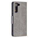 For Samsung Galaxy S22+ 5G Retro Lambskin Texture Pure Color Horizontal Flip Leather Phone Case with Holder & Card Slots & Wallet & Lanyard(Grey)