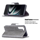 For Samsung Galaxy S22+ 5G Retro Lambskin Texture Pure Color Horizontal Flip Leather Phone Case with Holder & Card Slots & Wallet & Lanyard(Grey)