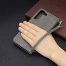 For Samsung Galaxy S22+ 5G Retro Lambskin Texture Pure Color Horizontal Flip Leather Phone Case with Holder & Card Slots & Wallet & Lanyard(Grey)