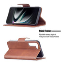 For Samsung Galaxy S22+ 5G Retro Lambskin Texture Pure Color Horizontal Flip Leather Phone Case with Holder & Card Slots & Wallet & Lanyard(Brown)
