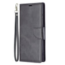 For Samsung Galaxy S22 Ultra 5G Retro Lambskin Texture Pure Color Horizontal Flip Leather Phone Case with Holder & Card Slots & Wallet & Lanyard(Black)