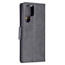 For Samsung Galaxy S22 Ultra 5G Retro Lambskin Texture Pure Color Horizontal Flip Leather Phone Case with Holder & Card Slots & Wallet & Lanyard(Black)