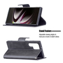 For Samsung Galaxy S22 Ultra 5G Retro Lambskin Texture Pure Color Horizontal Flip Leather Phone Case with Holder & Card Slots & Wallet & Lanyard(Black)