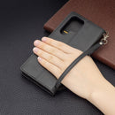 For Samsung Galaxy S22 Ultra 5G Retro Lambskin Texture Pure Color Horizontal Flip Leather Phone Case with Holder & Card Slots & Wallet & Lanyard(Black)