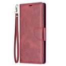 For Samsung Galaxy S22 Ultra 5G Retro Lambskin Texture Pure Color Horizontal Flip Leather Phone Case with Holder & Card Slots & Wallet & Lanyard(Red)