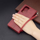 For Samsung Galaxy S22 Ultra 5G Retro Lambskin Texture Pure Color Horizontal Flip Leather Phone Case with Holder & Card Slots & Wallet & Lanyard(Red)