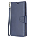 For Samsung Galaxy S22 Ultra 5G Retro Lambskin Texture Pure Color Horizontal Flip Leather Phone Case with Holder & Card Slots & Wallet & Lanyard(Blue)