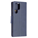 For Samsung Galaxy S22 Ultra 5G Retro Lambskin Texture Pure Color Horizontal Flip Leather Phone Case with Holder & Card Slots & Wallet & Lanyard(Blue)