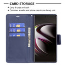 For Samsung Galaxy S22 Ultra 5G Retro Lambskin Texture Pure Color Horizontal Flip Leather Phone Case with Holder & Card Slots & Wallet & Lanyard(Blue)