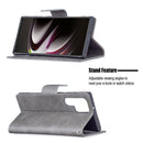 For Samsung Galaxy S22 Ultra 5G Retro Lambskin Texture Pure Color Horizontal Flip Leather Phone Case with Holder & Card Slots & Wallet & Lanyard(Grey)