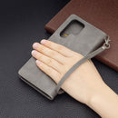 For Samsung Galaxy S22 Ultra 5G Retro Lambskin Texture Pure Color Horizontal Flip Leather Phone Case with Holder & Card Slots & Wallet & Lanyard(Grey)