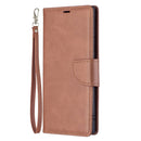 For Samsung Galaxy S22 Ultra 5G Retro Lambskin Texture Pure Color Horizontal Flip Leather Phone Case with Holder & Card Slots & Wallet & Lanyard(Brown)