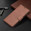 For Samsung Galaxy S22 Ultra 5G Retro Lambskin Texture Pure Color Horizontal Flip Leather Phone Case with Holder & Card Slots & Wallet & Lanyard(Brown)