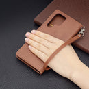 For Samsung Galaxy S22 Ultra 5G Retro Lambskin Texture Pure Color Horizontal Flip Leather Phone Case with Holder & Card Slots & Wallet & Lanyard(Brown)