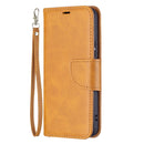 For Samsung Galaxy S22 5G Retro Lambskin Texture Pure Color Horizontal Flip Leather Phone Case with Holder & Card Slots & Wallet & Lanyard(Yellow)