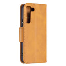 For Samsung Galaxy S22 5G Retro Lambskin Texture Pure Color Horizontal Flip Leather Phone Case with Holder & Card Slots & Wallet & Lanyard(Yellow)