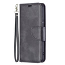 For Samsung Galaxy S22 5G Retro Lambskin Texture Pure Color Horizontal Flip Leather Phone Case with Holder & Card Slots & Wallet & Lanyard(Black)