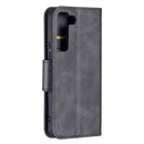 For Samsung Galaxy S22 5G Retro Lambskin Texture Pure Color Horizontal Flip Leather Phone Case with Holder & Card Slots & Wallet & Lanyard(Black)