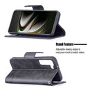 For Samsung Galaxy S22 5G Retro Lambskin Texture Pure Color Horizontal Flip Leather Phone Case with Holder & Card Slots & Wallet & Lanyard(Black)