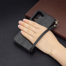 For Samsung Galaxy S22 5G Retro Lambskin Texture Pure Color Horizontal Flip Leather Phone Case with Holder & Card Slots & Wallet & Lanyard(Black)