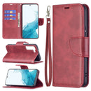 For Samsung Galaxy S22 5G Retro Lambskin Texture Pure Color Horizontal Flip Leather Phone Case with Holder & Card Slots & Wallet & Lanyard(Red)