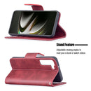 For Samsung Galaxy S22 5G Retro Lambskin Texture Pure Color Horizontal Flip Leather Phone Case with Holder & Card Slots & Wallet & Lanyard(Red)