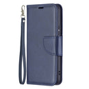 For Samsung Galaxy S22 5G Retro Lambskin Texture Pure Color Horizontal Flip Leather Phone Case with Holder & Card Slots & Wallet & Lanyard(Blue)