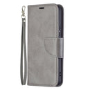 For Samsung Galaxy S22 5G Retro Lambskin Texture Pure Color Horizontal Flip Leather Phone Case with Holder & Card Slots & Wallet & Lanyard(Grey)