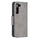 For Samsung Galaxy S22 5G Retro Lambskin Texture Pure Color Horizontal Flip Leather Phone Case with Holder & Card Slots & Wallet & Lanyard(Grey)
