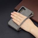 For Samsung Galaxy S22 5G Retro Lambskin Texture Pure Color Horizontal Flip Leather Phone Case with Holder & Card Slots & Wallet & Lanyard(Grey)