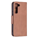 For Samsung Galaxy S22 5G Retro Lambskin Texture Pure Color Horizontal Flip Leather Phone Case with Holder & Card Slots & Wallet & Lanyard(Brown)