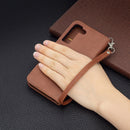 For Samsung Galaxy S22 5G Retro Lambskin Texture Pure Color Horizontal Flip Leather Phone Case with Holder & Card Slots & Wallet & Lanyard(Brown)