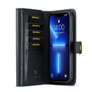 DG.MING Three Fold Wallet Style Leather Phone Case For iPhone 13 Pro(Black)
