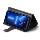 DG.MING Three Fold Wallet Style Leather Phone Case For iPhone 13 Pro(Black)